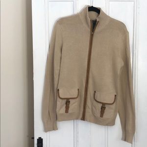 RALPH LAUREN NEW W/O TAGS TAN ZIP UP SWEATER LARGE